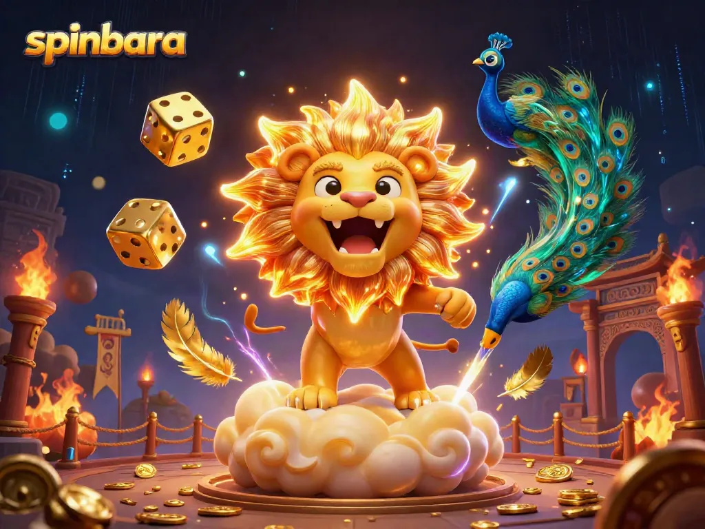 Join the excitement at Spinbara Casino with vibrant games and thrilling stakes in this dynamic illustration